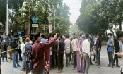 মেট্রোরেল দেখতে স্টেশনের বাইরে উৎসুক জনতা
