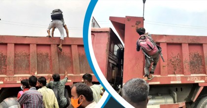 ময়লার গাড়িতেও বাড়ি ফিরছে মানুষ, ভাড়া ৩০০
