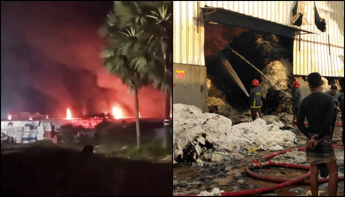 ১০ ঘণ্টায় নিভেনি তুলার গুদামের আগুন
